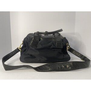 Donna Karan Camera Cosmetic Bag (Black FibreNyte / Black Leather) Shoulder $895